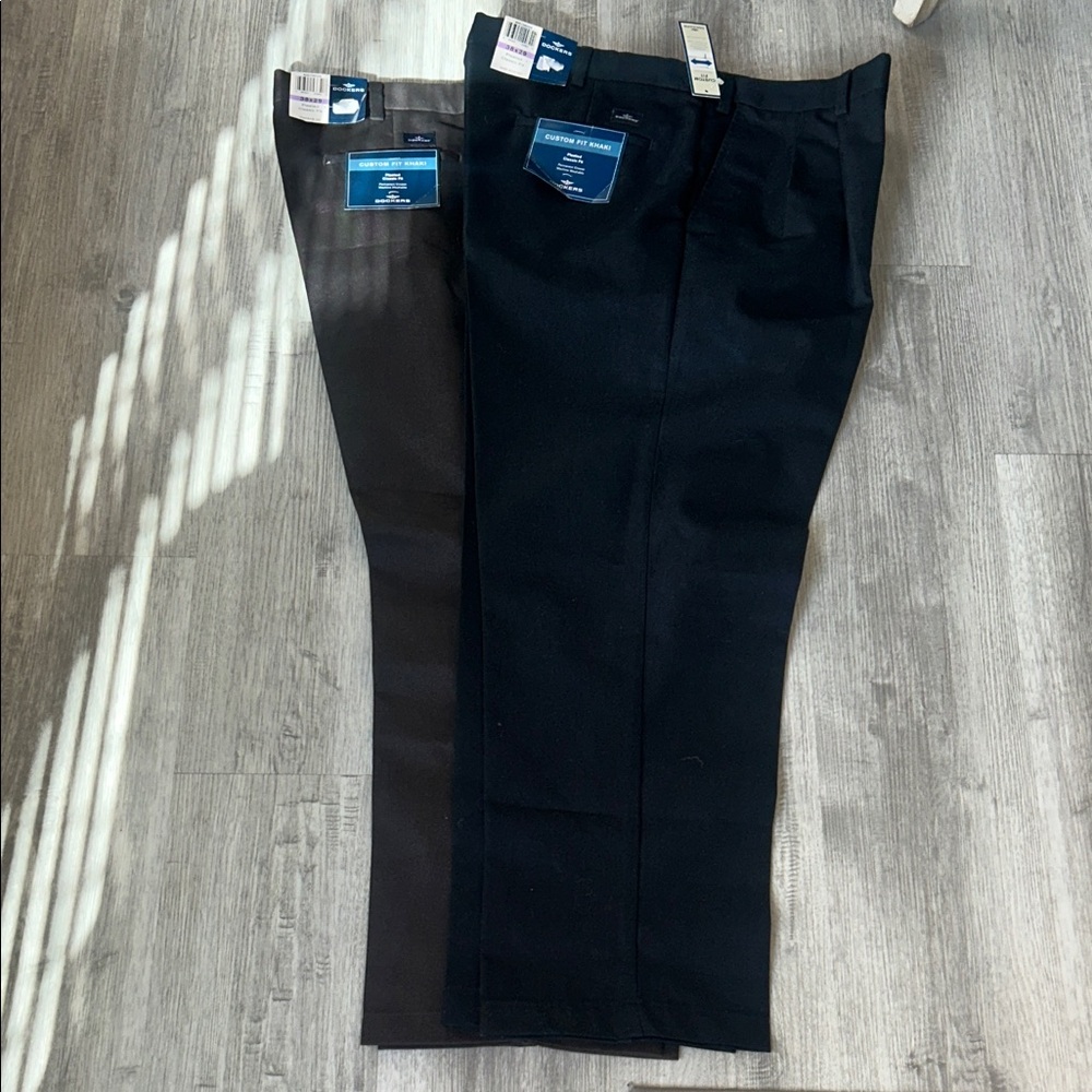 Dockers Men's Black and Brown Dress Pants bundle of 2